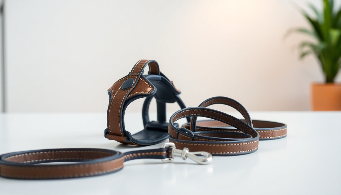 Pet harness and leash set for comfortable walks.