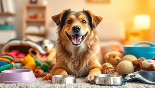 Dog enjoying age-appropriate pet supplies for happiness and health.