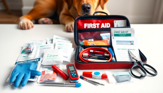 Pet first aid kit with emergency supplies