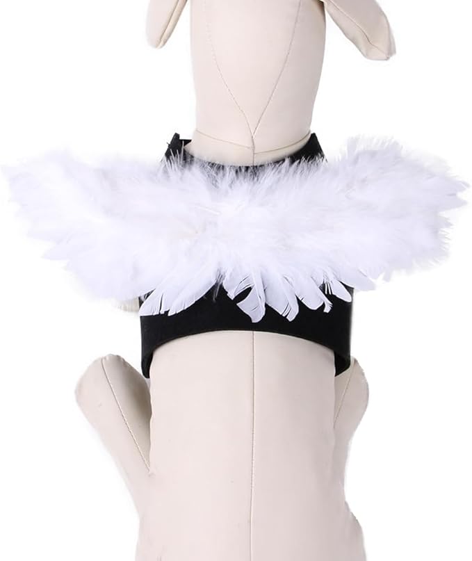 WeeH Pet Halloween Costume Cosplay Angel Devil Black White Wing for Dog Cat Rabbit Piggy (White 16 x 8 inch)