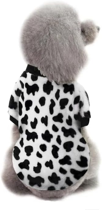 Halloween Pet Dog Costume Cute Soft Cotton Puppy Pajamas Autumn Winter Pet Warm Coat Jumpsuit Clothes for Small Dogs and Cats (Cow Spot Pattern
