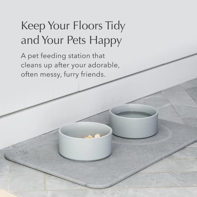 Dorai Home Dog Bowls + Stone Base Set – Modern and Stylish Pet Feeding Station – Non-Slip 2 Bowls