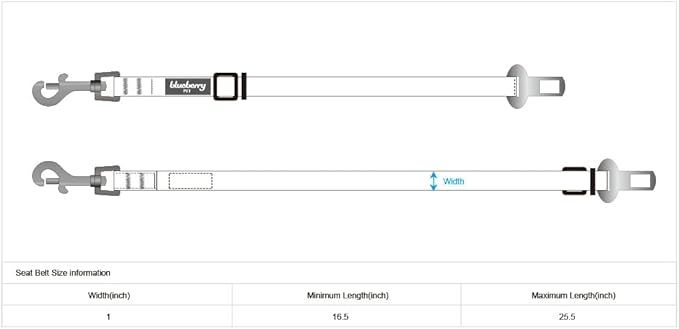 Blueberry Pet 8 Patterns Cherry Garden Grey Adjustable Dog Seat Belt Tether for Dogs Cats