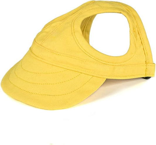 Leconpet Dog Baseball Cap Pet Hats with Big Ear Holes, Adjustable Baseball Caps for Small Medium and Large Dogs, Comfortable Pet Sun Hat with Adjustable Strap for Dogs and Cats (Yellow, Small)