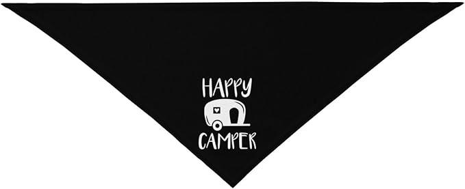 Happy Camper Summer Dog Bandana,Adorable puppy accessory for The avid camper ,Pet Neckerchief for Pets Daily Wear Photo Prop Party Supplies,Funny Cute Dog Bandana (Black)