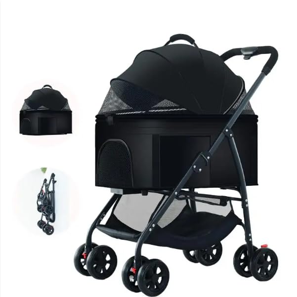 Dog Stroller 3 in 1 Folding 4 Wheels