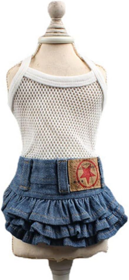Pet Dog Clothes for Small Dogs Girl,Puppy Dog Dress,Fashion Comfortable Dog and Cats Vest, Spring Summer Pet Apparel(Blue,Small)