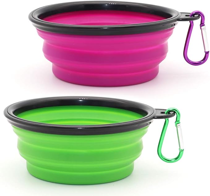 Dog Bowl Pet Collapsible Bowls 2 Pack 2 Carabiners