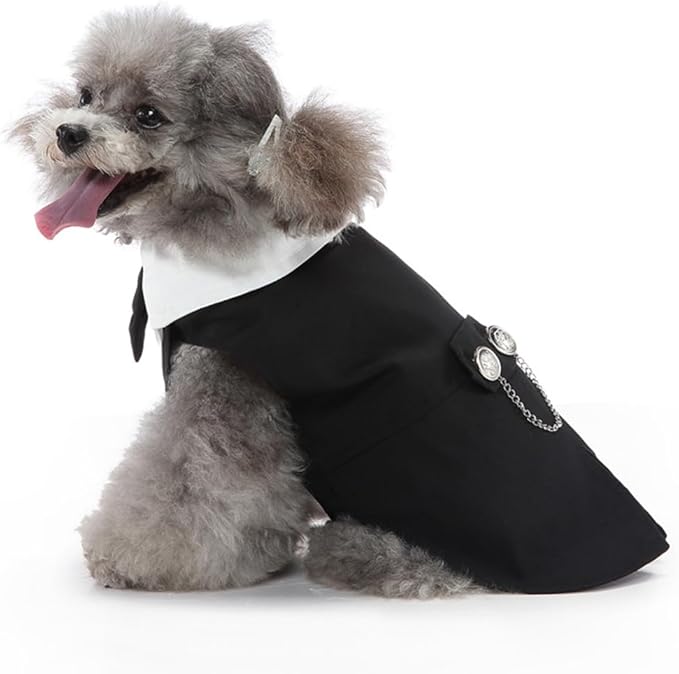 Puppy Tuxedo with Detachable Bowtie Prom Wedding Formal Wear Prince Costume for Small Dog (X-Small
