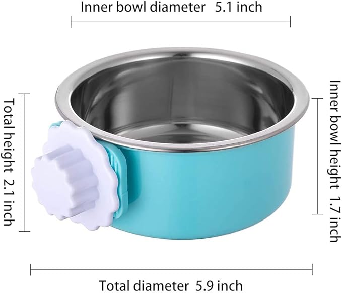 Stainless Steel Removable Pet Food Bowl 2 Set