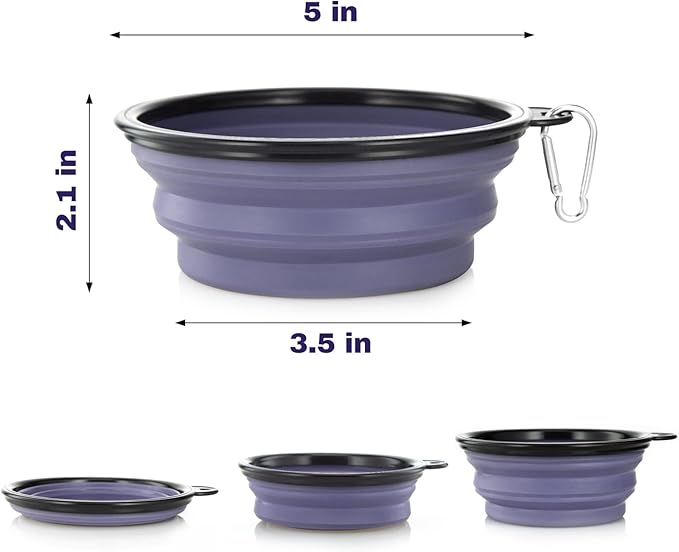Dog Bowl Pet Collapsible Bowls 2 Pack 2 Carabiners