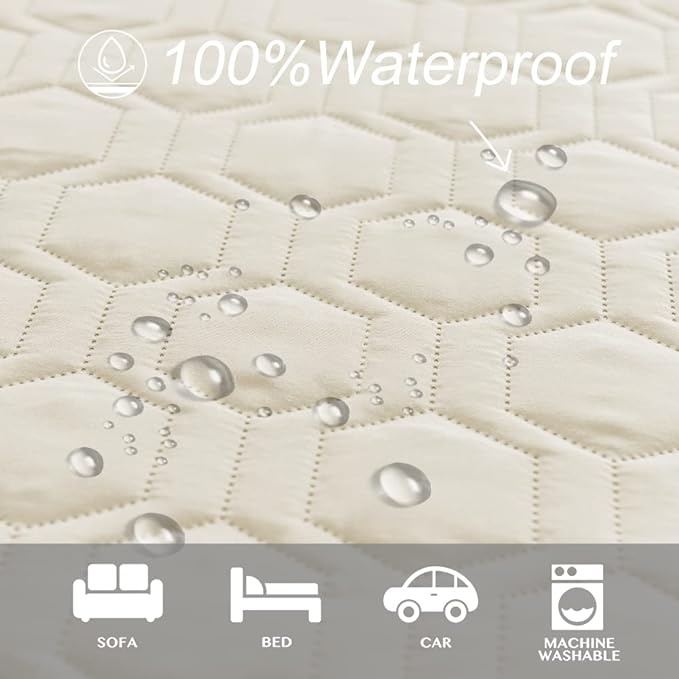Waterproof and Anti-Slip Dog Bed Cover and Pet Blanket Sofa Pet Bed Mat ,car Incontinence Mattress Protectors Furniture Couch Cover for Most Cats Dogs (82x82- Ivory)
