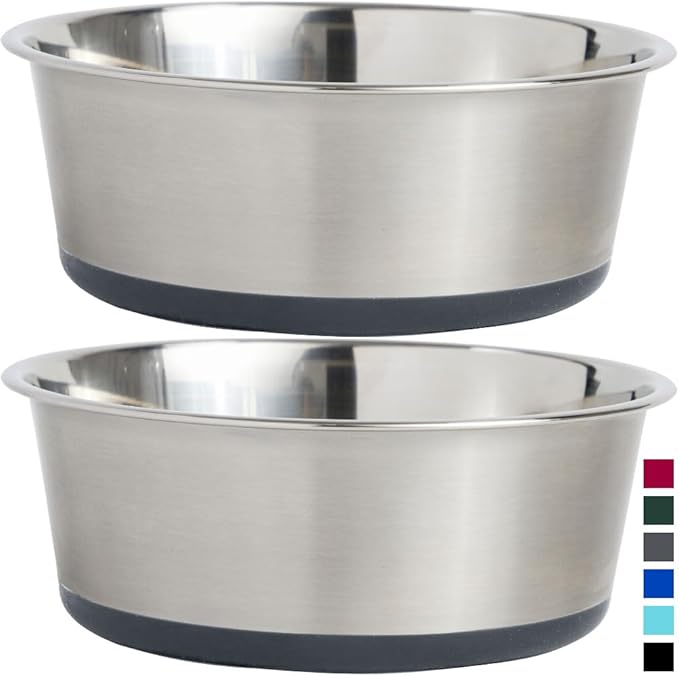 Gorilla Grip Stainless Steel Metal Dog Bowl Set of 2 6 Cups (48 fl