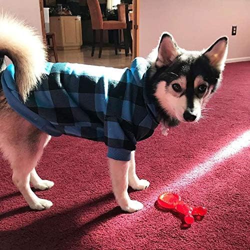 KOOLTAIL Plaid Dog Hoodie Pet Clothes Sweater with Hat and Pocket for Small Medium Large Size Dogs
