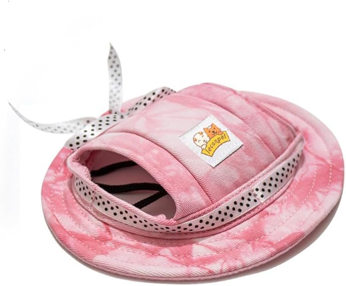 Leconpet Princess Pet Hat Dog Caps Hats with Neck Strap Adjustable Comfortable Ear Holes for Small Medium Dogs in Outdoor Sun Protection (Small