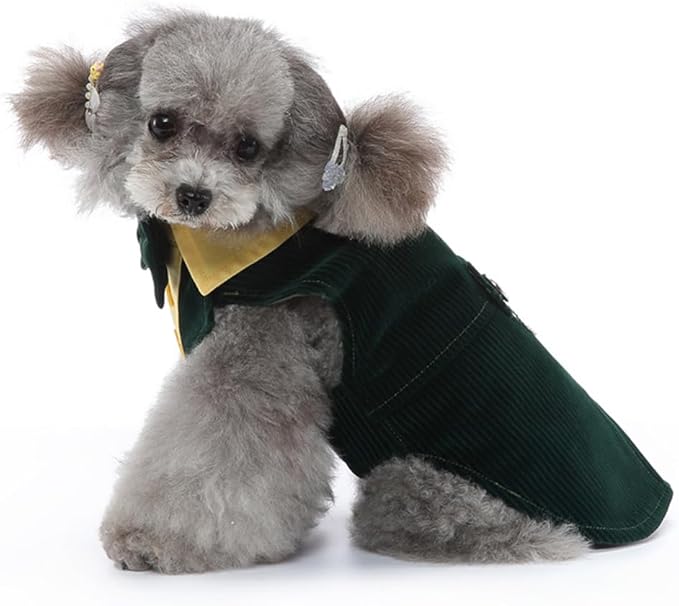 Puppy Velvet Tuxedo with Detachable Bowtie Prom Wedding Formal Wear Prince Costume for Small Dog (X-Large