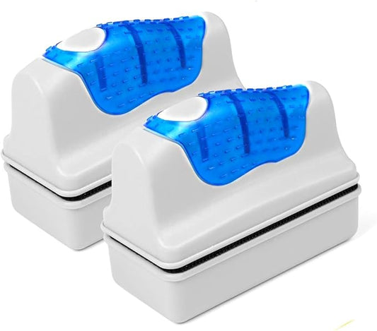 Aquarium Cleaner Fish Tank Glass Cleaner Algae Cleaner Scraper Magnetic Scrubber Algae Clean Brush 2 Pcs, 1 Yr
