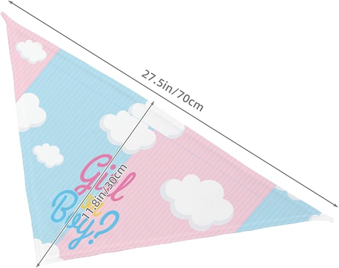 He Or She What Will It Be? Gender Reveal/Baby Announcement Dog Bandana,Pet Neckerchief for Pets Daily Wear Photo Prop Party Supplies (boy or Girl Clouds)