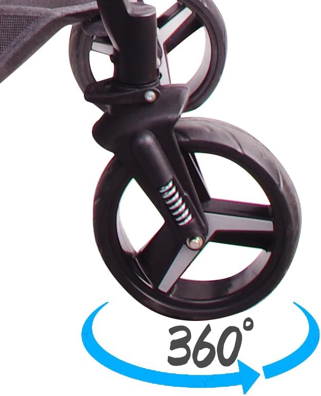 Pet Stroller Up to 55lbs Folding Lightweight Dog Stroller Cat Travel Stroller 600D Linen 360° cardan 3-in-1 Jogger