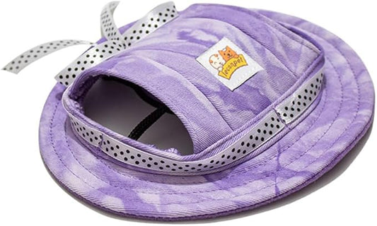 Leconpet Princess Pet Hat Dog Caps Hats with Neck Strap Adjustable Comfortable Ear Holes for Small Medium Dogs in Outdoor Sun Protection (M