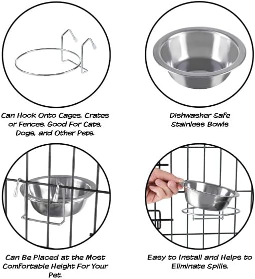 Set of 2 Stainless-Steel Dog Bowls 8oz Each