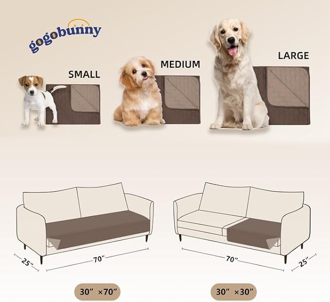 gogobunny 100% Double-Sided Waterproof Dog Bed Cover Pet Blanket Sofa Couch Furniture Protector for Puppy Large Dog Cat (32x53 Inch 1), Dark
