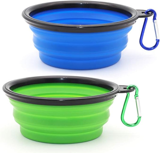 Dog Bowl Pet Collapsible Bowls 2 Pack 2 Carabiners