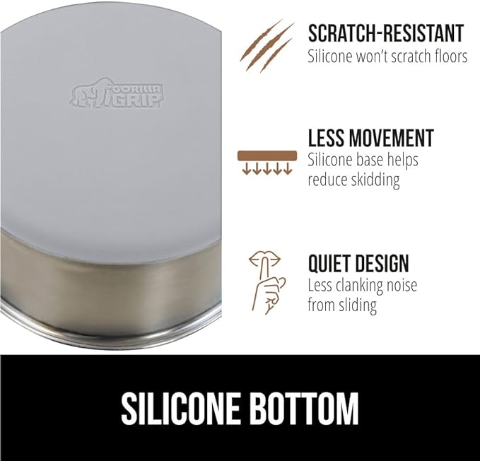 Gorilla Grip Stainless Steel Metal Dog Bowl Set of 2 8 Cups (64 fl