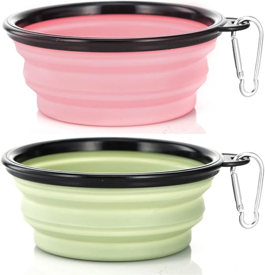 Dog Bowl Pet Collapsible Bowls 2 Pack 2 Carabiners