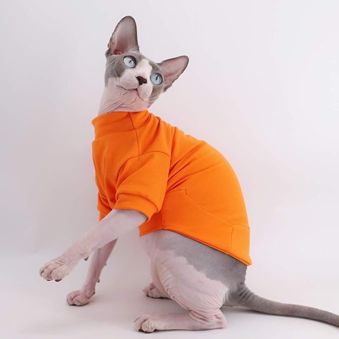 Sphynx Hairless Cat Cotton Tshirts Pet Clothes (5.5-7.1 lbs),