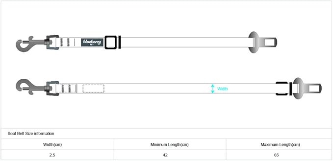 Blueberry Pet Essentials Classic Dog Seat Belt Tether for Dogs Cats