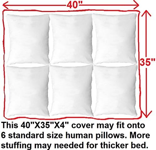 Dogbed4less DIY Pet Bed Pillow Brown MicroSuede Duvet Cover and Waterproof Internal case for Dog at 40X35X4 Inch