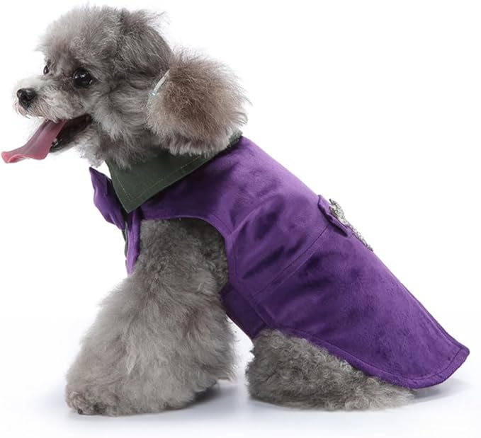 Puppy Velvet Tuxedo with Detachable Bowtie Prom Wedding Formal Wear Prince Costume for Small Dog (Large