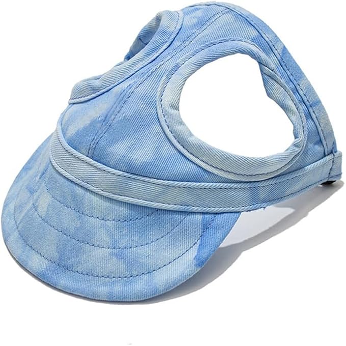 Leconpet Dog Baseball Cap Pet Hats with Big Ear Holes, Adjustable Baseball Caps for Small Medium and Large Dogs, Comfortable Pet Sun Hat with Adjustable Strap for Dogs and Cats (Cloud Blue, Medium)