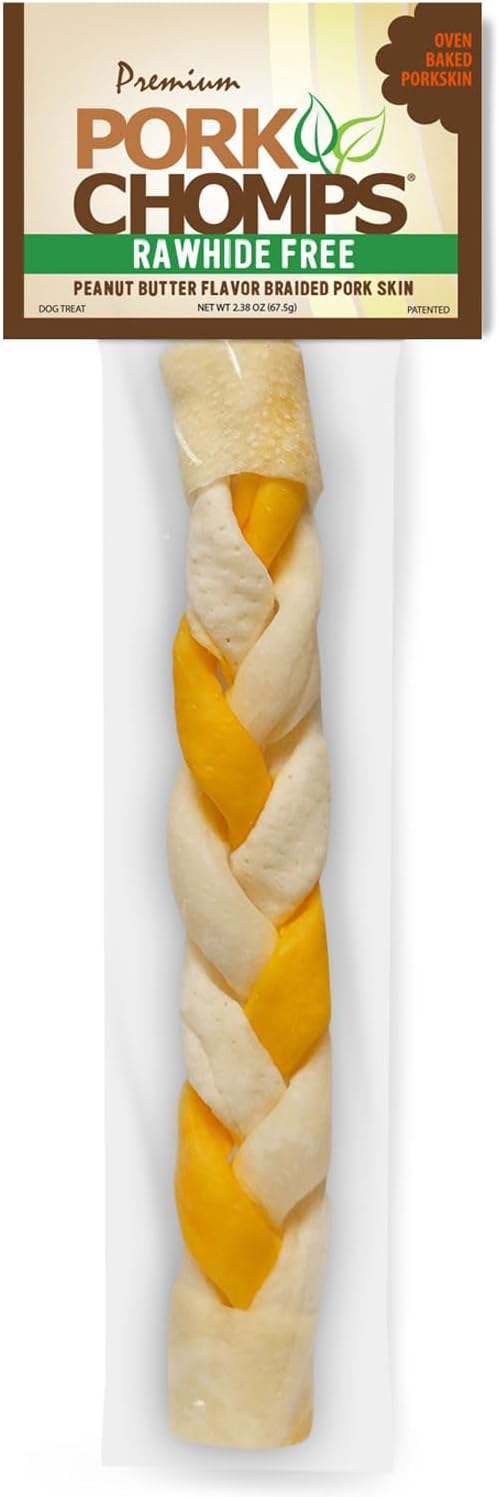 Pork Chomps Roasted Pork Skin Dog Chew 8-inch Braid, 1 Count