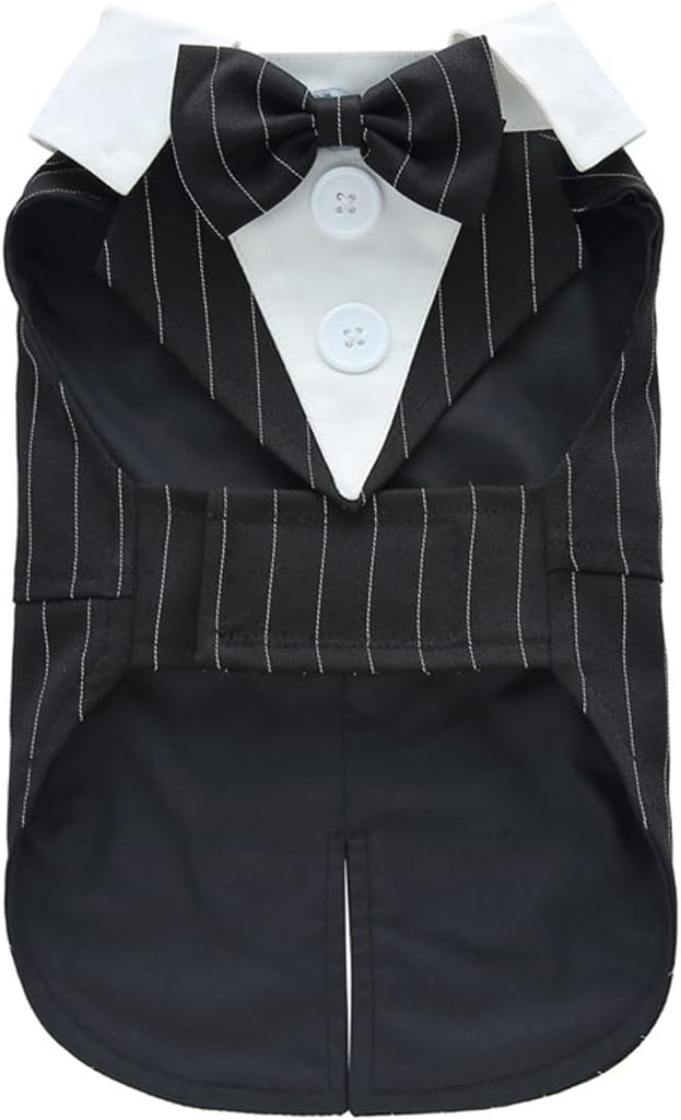 Puppy Tuxedo with Detachable Bowtie Prom Wedding Formal Wear Prince Costume for Small Dog (Medium