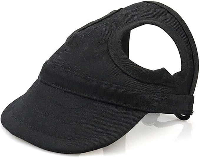 Leconpet Dog Baseball Cap Pet Hats with Big Ear Holes, Adjustable Baseball Caps for Small Medium and Large Dogs, Comfortable Pet Sun Hat with Adjustable Strap for Dogs and Cats (Black, Large)