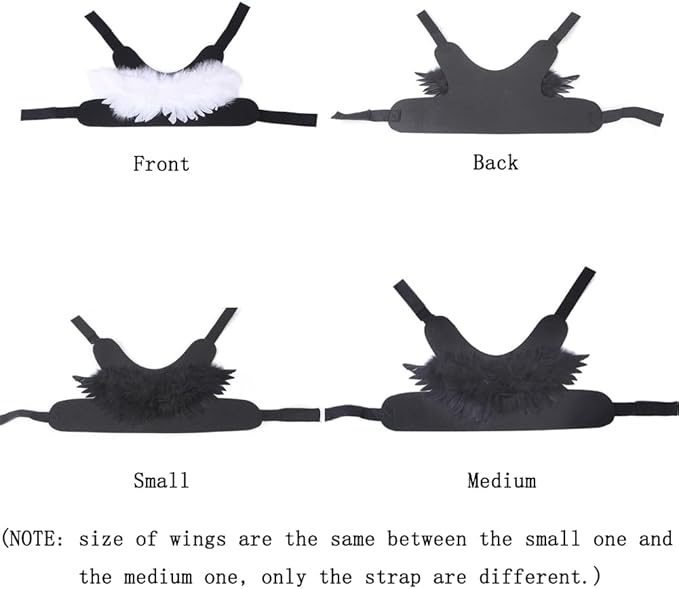 WeeH Pet Halloween Costume Cosplay Angel Devil Black White Wing for Dog Cat Rabbit Piggy (White 16 x 8 inch)