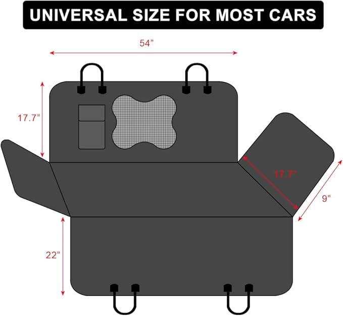 PLUTUS PET Dog Car Seat Cover for Back Seat with Side Flaps and Mesh Window