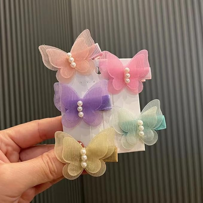 5pcs Multicolour Stochastic Dog hair clip bow,Butterfly with pearl Style hair clip barrette for Girls Cat Dog Puppy Hair Bowknot Grooming Accessories Attachment photo prop Apparel and Accessories
