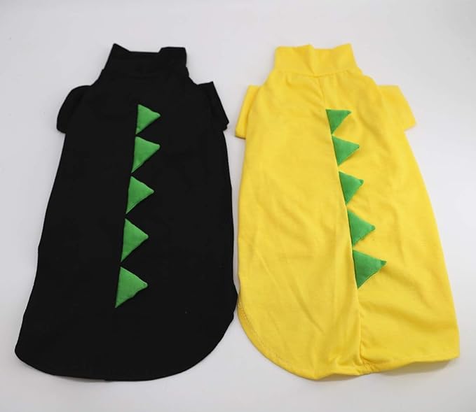 Dinosaur Design Sphynx Hairless Cat Clothes Cute Breathable Summer Cotton Shirts Cat Costume Pet Clothes (4-5.5 lbs),