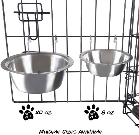 Set of 2 Stainless-Steel Dog Bowls 8oz Each