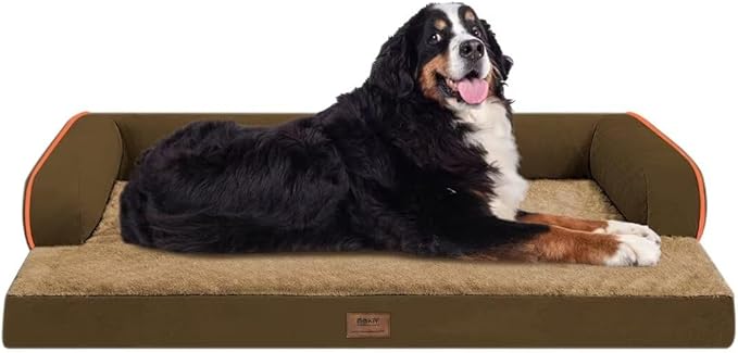 Orthopedic Large Dog Bed Washable: Brown Large Size Dog Beds with Removable Washable Cover