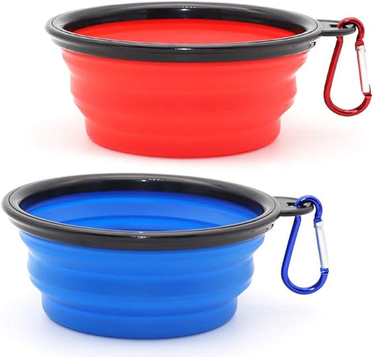 Dog Bowl Pet Collapsible Bowls 2 Pack 2 Carabiners