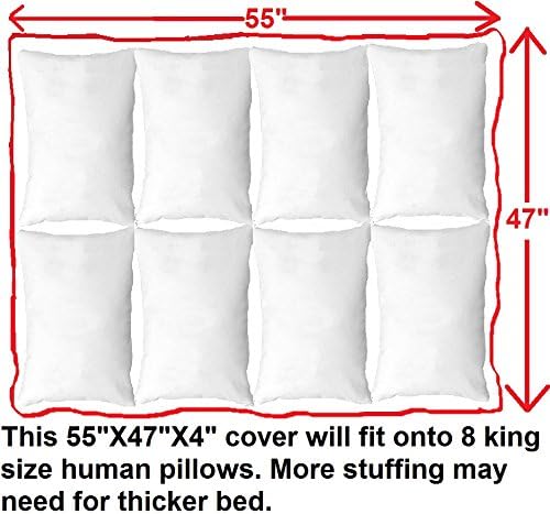 Dogbed4less DIY Durable Blue Denim Pet Bed External Duvet Cover and Waterproof Internal Case for 55"X47"X4" Jumbo Dog Bed