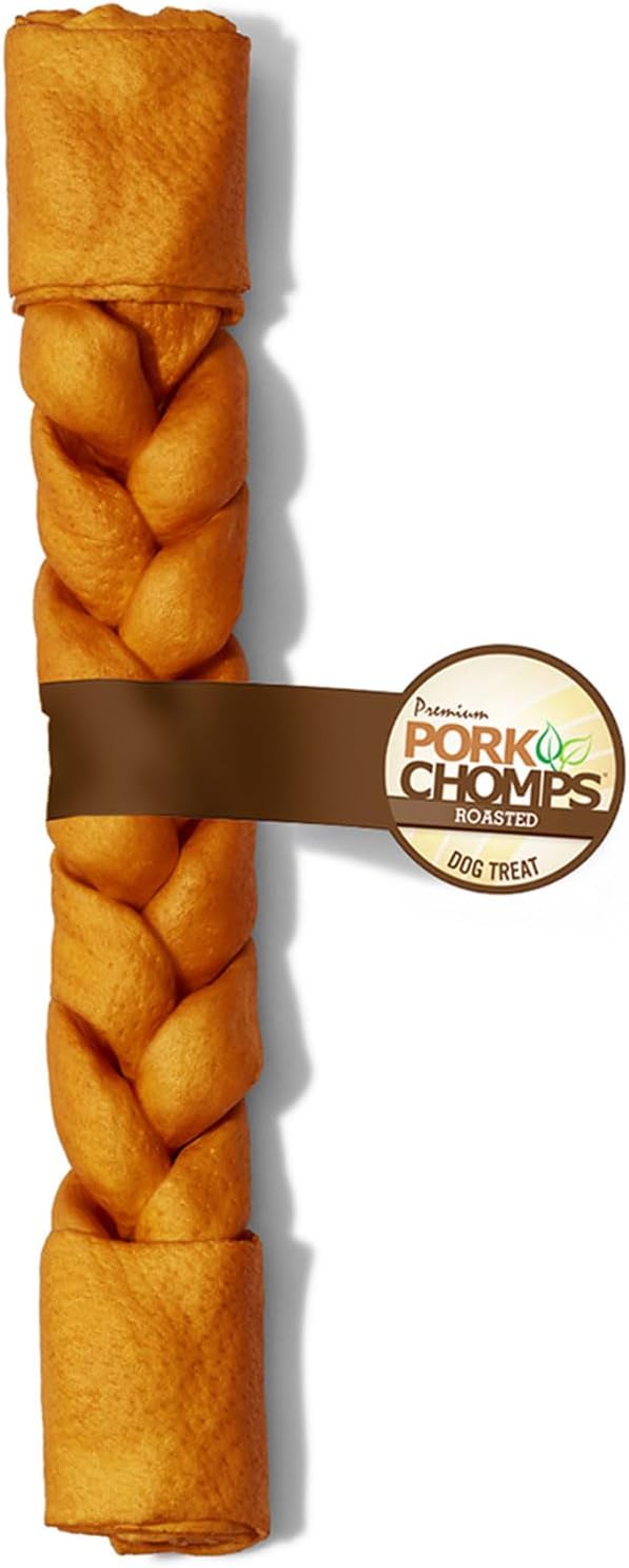 Pork Chomps Roasted Pork Skin Dog Chew 10-inch Braid, 1 Count