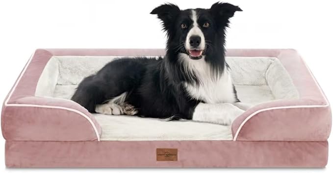 Large Dog Beds Waterproof Orthopedic Foam Dog Beds for Large Dogs Sofa Comfy Pet Bed with Non-Slip Bottom & Washable Removable Cover(Large
