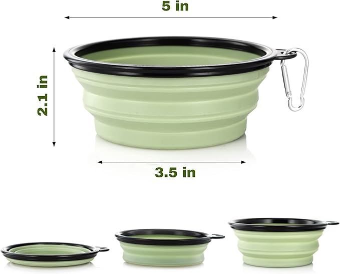 Dog Bowl Pet Collapsible Bowls 2 Pack 2 Carabiners