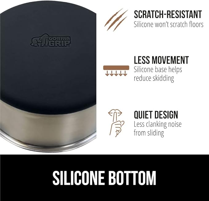 Gorilla Grip Stainless Steel Metal Dog Bowl Set of 2 8 Cups (64 fl