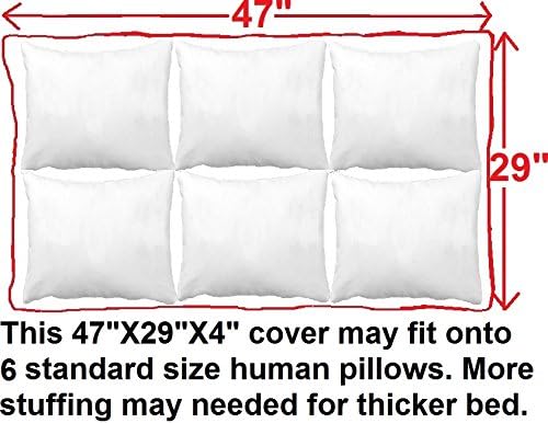 Dogbed4less DIY Durable Blue Denim Pet Bed External Duvet Cover and Waterproof Internal Case for 47"X29"X4" Extra Large Dog Bed